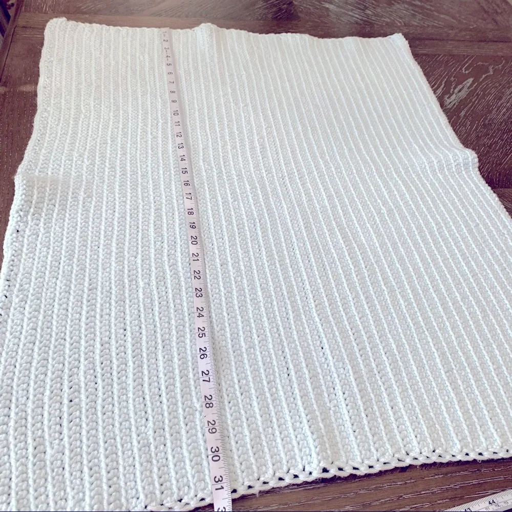 Vintage blue crocheted knit blanket throw
